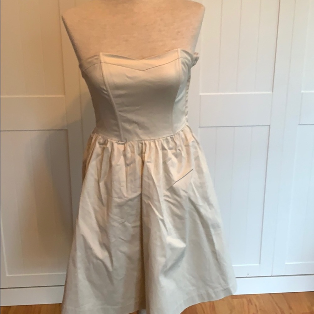 H & M cream strapless dress